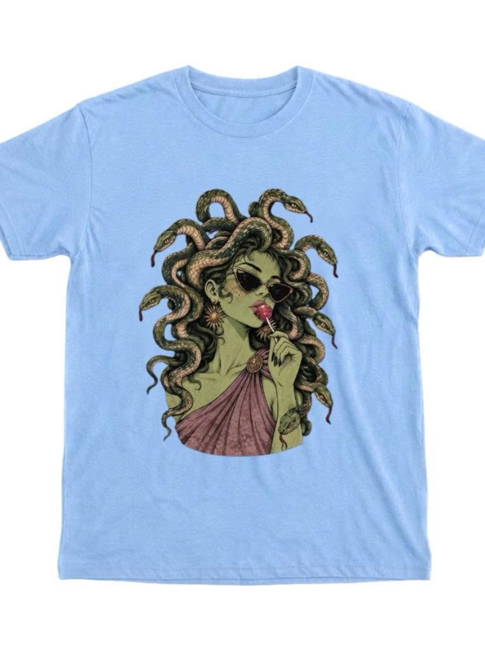 Gildan Shirt Medusa in Light Blue Graphic Tee